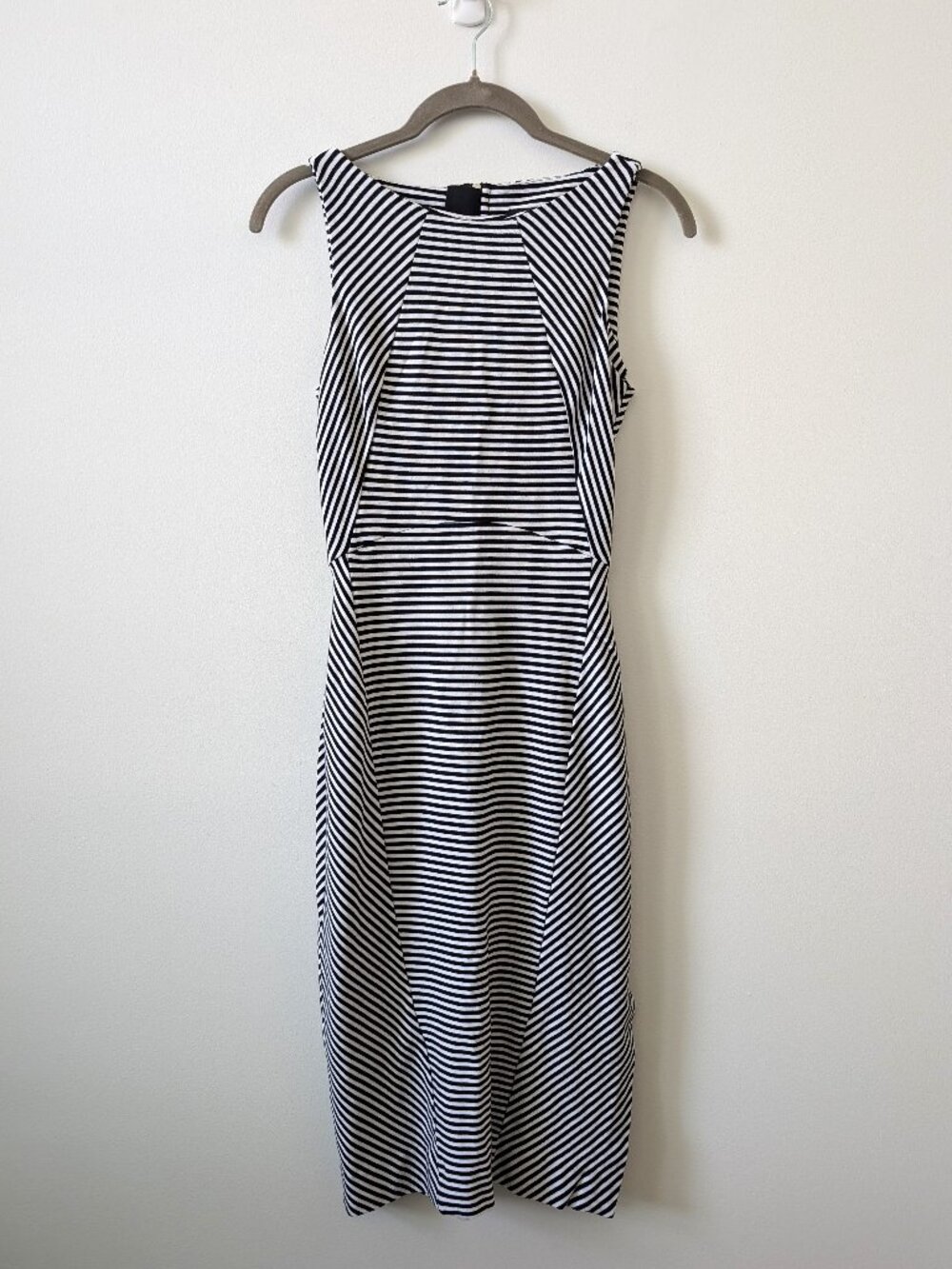 BANANA REPUBLIC Black & White Stripe Ponte Bodycon Midi Dress | Size 0
